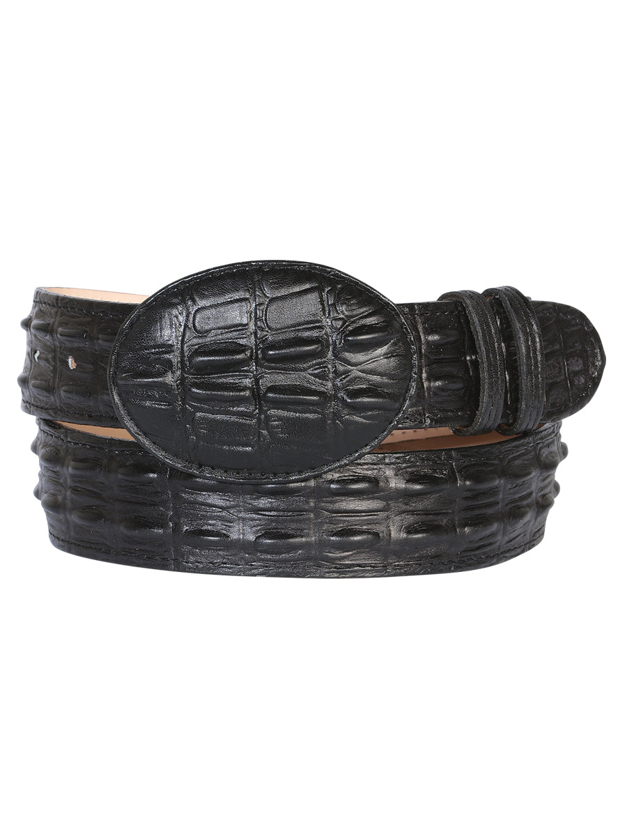 Men's Cowboy Belt -Imitation Tail alligator - Black 707