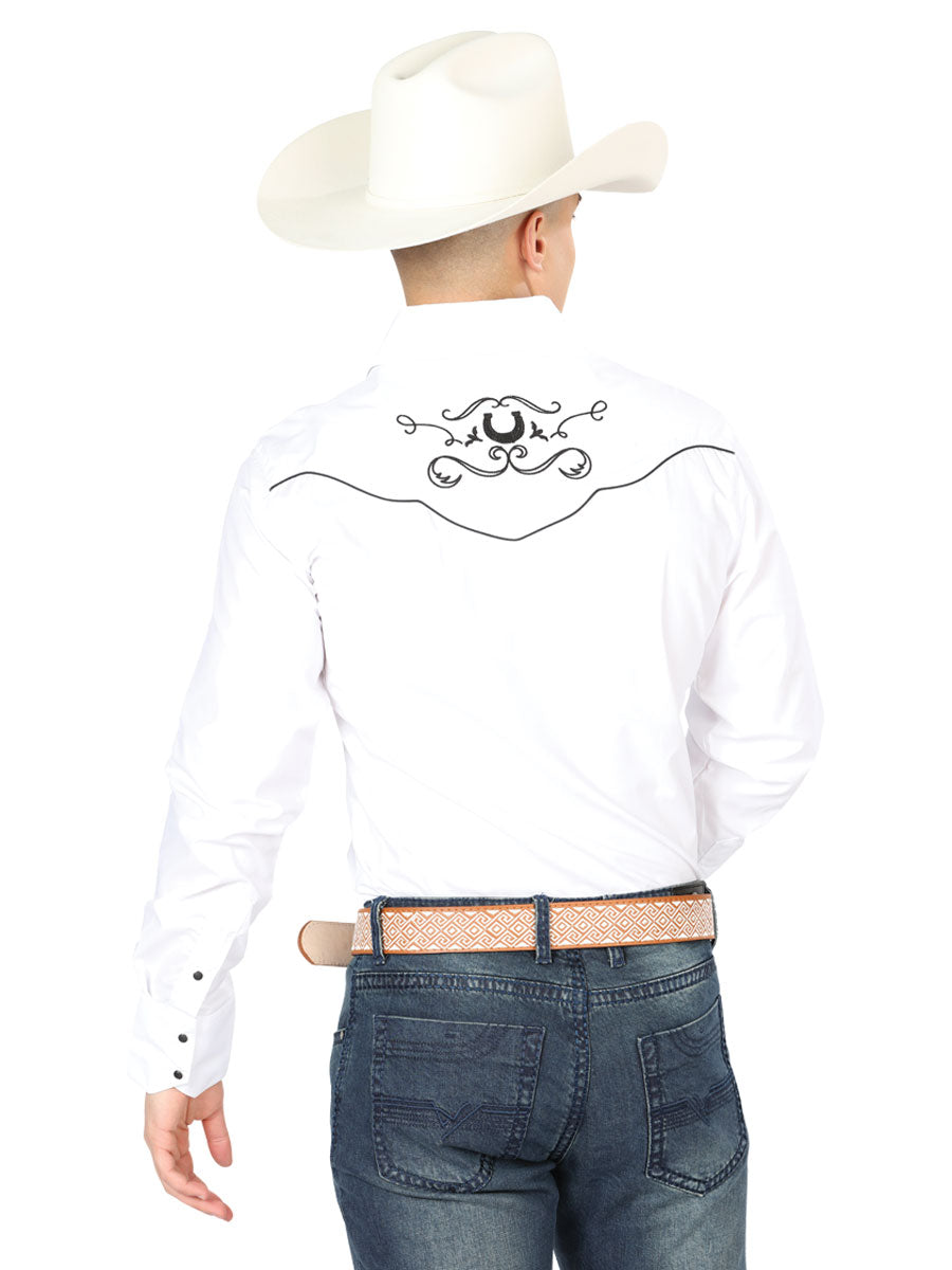 El General Embroidery Western Shirt White/Black 42946
