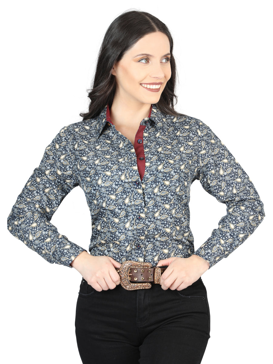 Blue Print Long Sleeve Shirt 43051