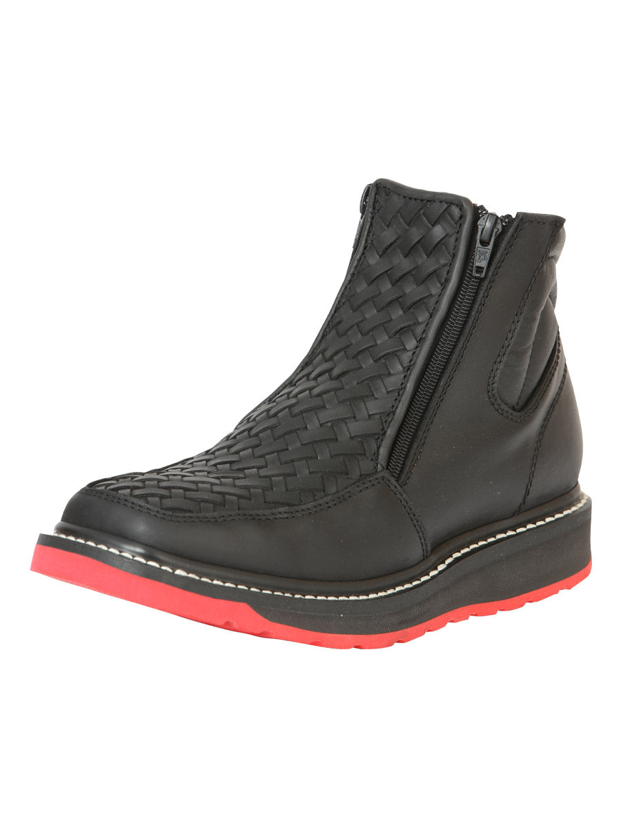 El General Men’s Ankle Boots with Zipper Woven Petatillo - Black
45358