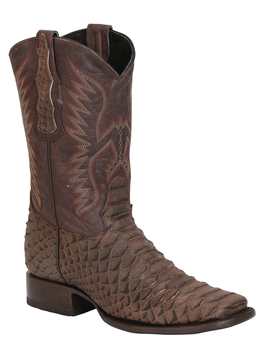 El General Men’s Python Imitation Rodeo Boots - Brown 45527