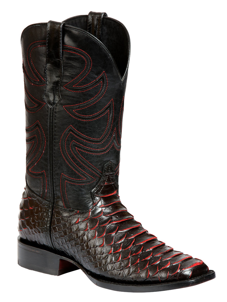 El General Men’s Rodeo Boot Imitation Python - Black/Red 45565