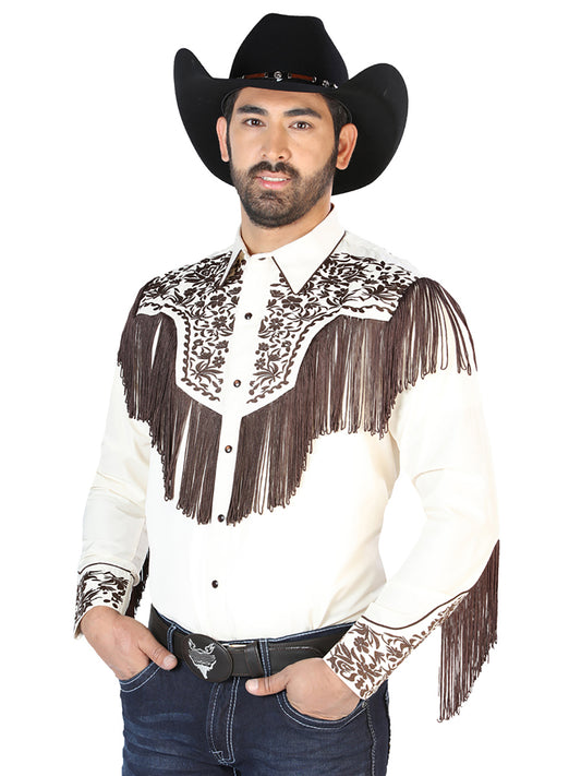 El Señor de los Cielos Embroidery Shirt Beige/Brown 126710