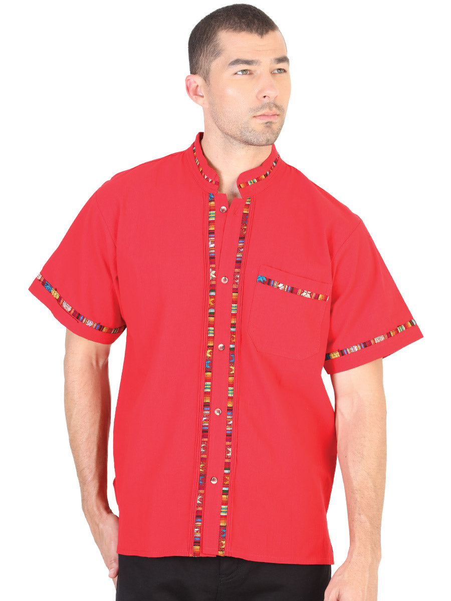 Mexican Artisanal Guayabera100% Cotton Red 601820