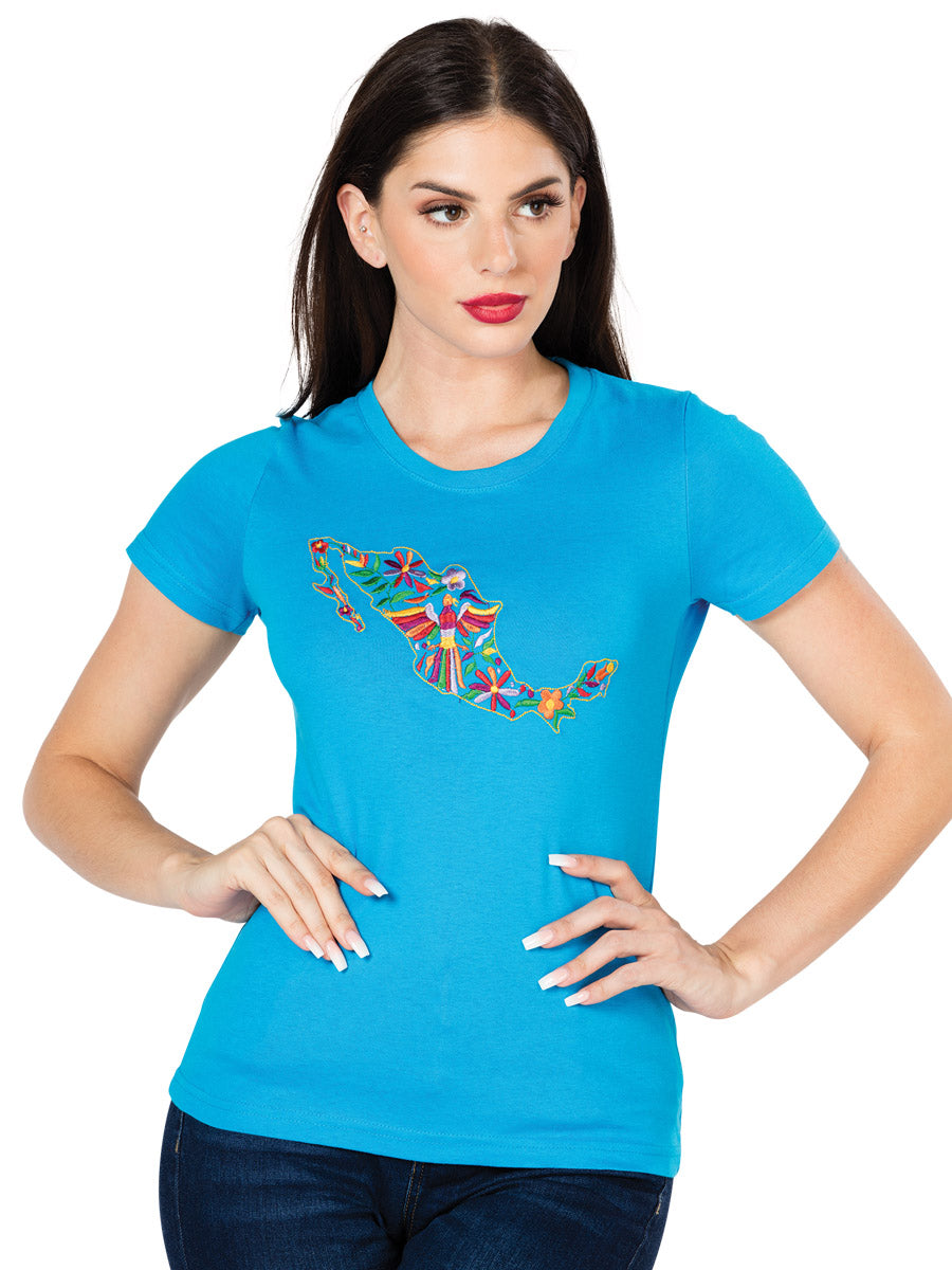 Artisanal Embroidered T Shirt Tourquoise 602751