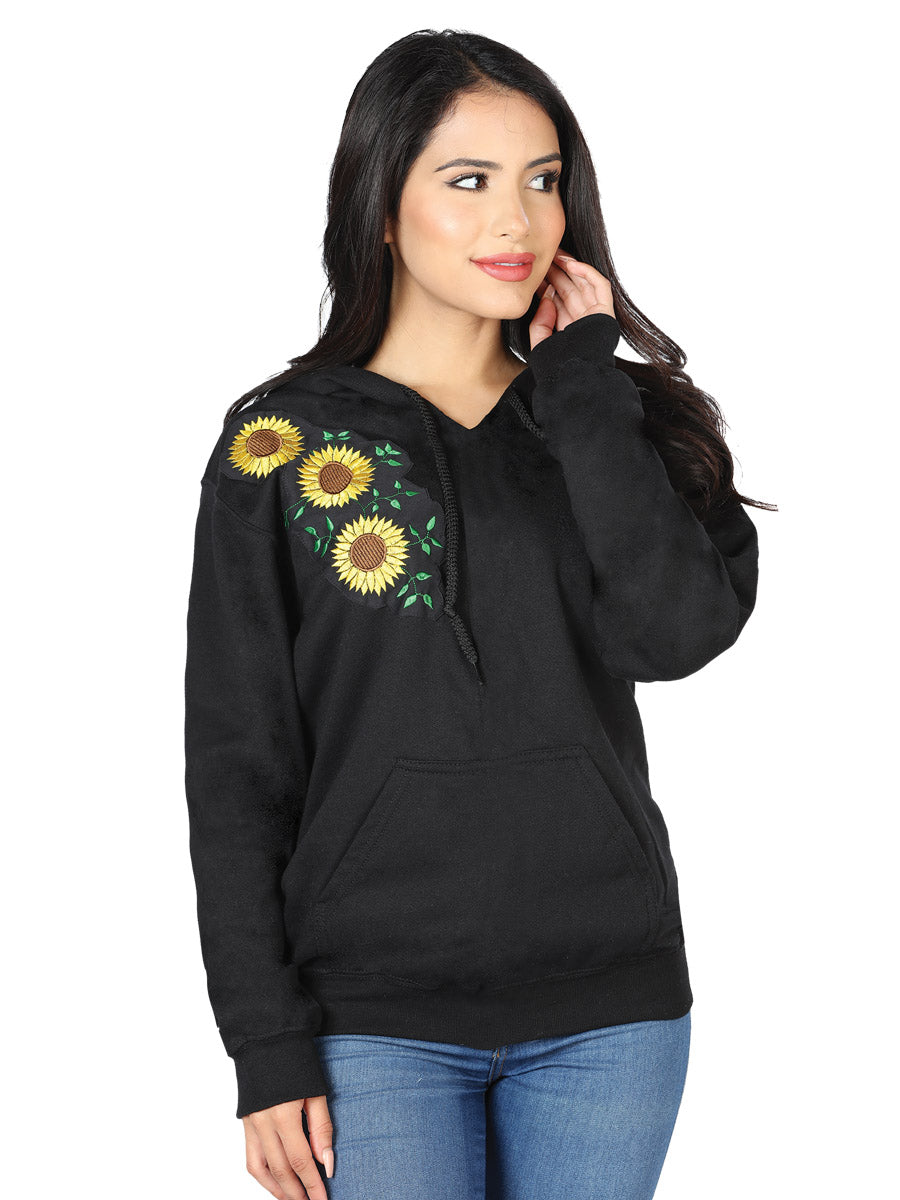 Artisanal Embroidered Sweatshirt 100% Cotton Black 602823