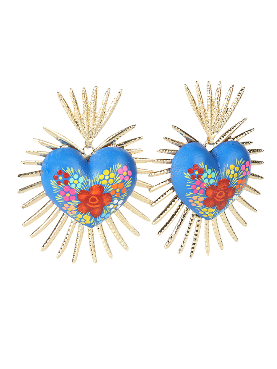 Artisanal Hand Painted Earrings Blue 603971
