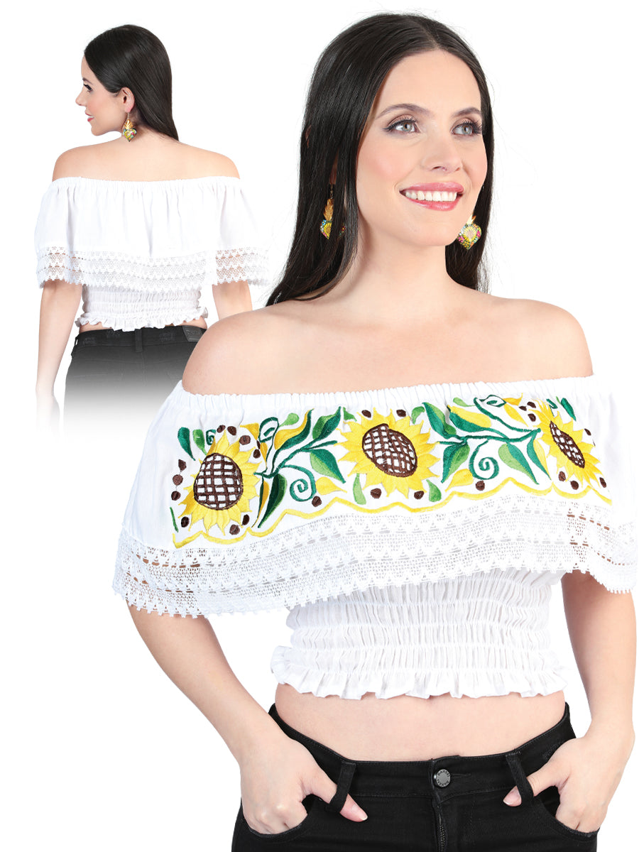 Blusa Bordada Artesanal 100% Algodón Blanca 603983