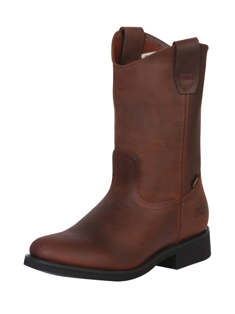 Establo Men's Work Boot - Leather  Grasso - Brown 315