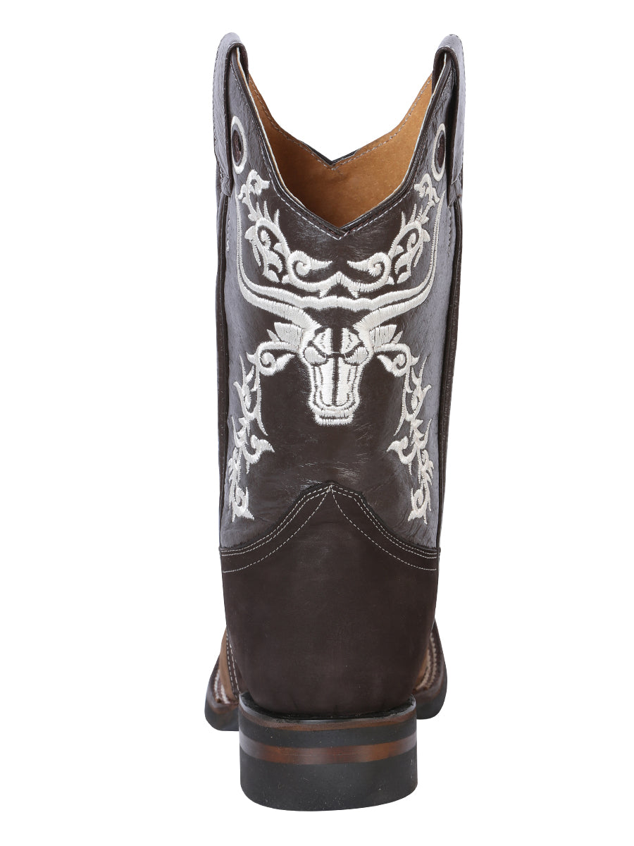 El General Rodeo Boot - Crazy  Brown/Dark Brown with Embroidery 34311