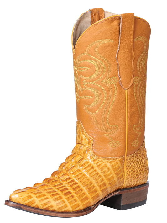 El Señor de los Cielos Men’s Western Boot - Caiman Tail Print Leather - Butter 40843