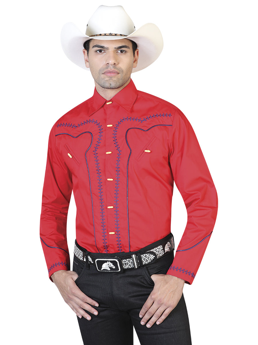 Red And Blue Charro Long Sleeve Shirt 42548
