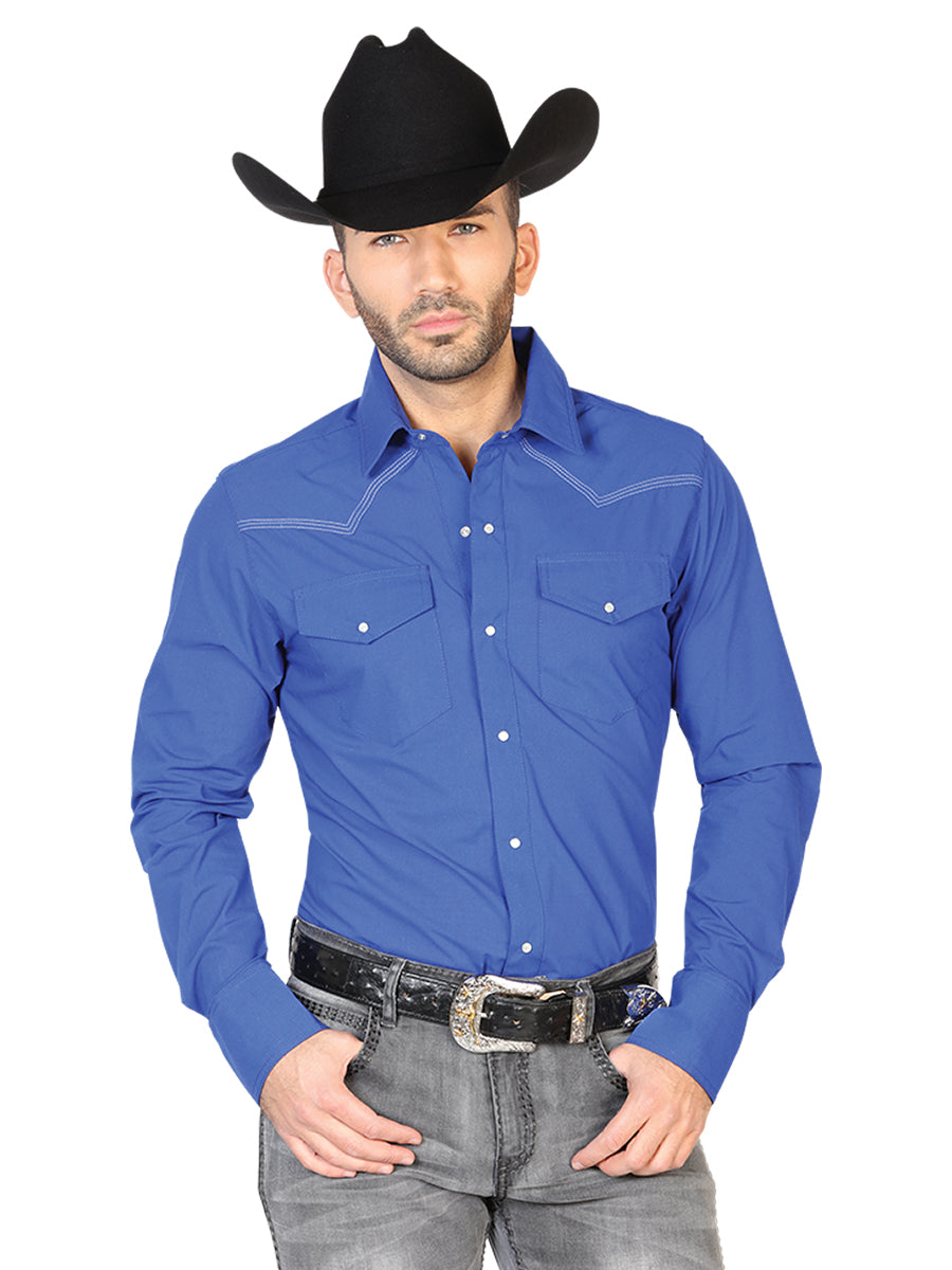 Navy Blue Western Long Sleeve Shirt 42912