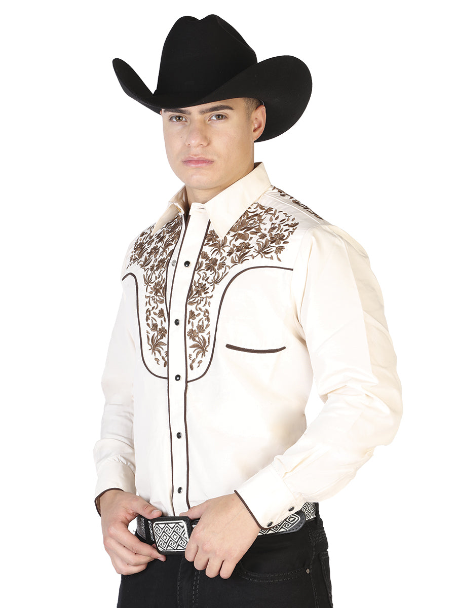 El Señor de los Cielos Embroidery Shirt Beige/Gold 43299