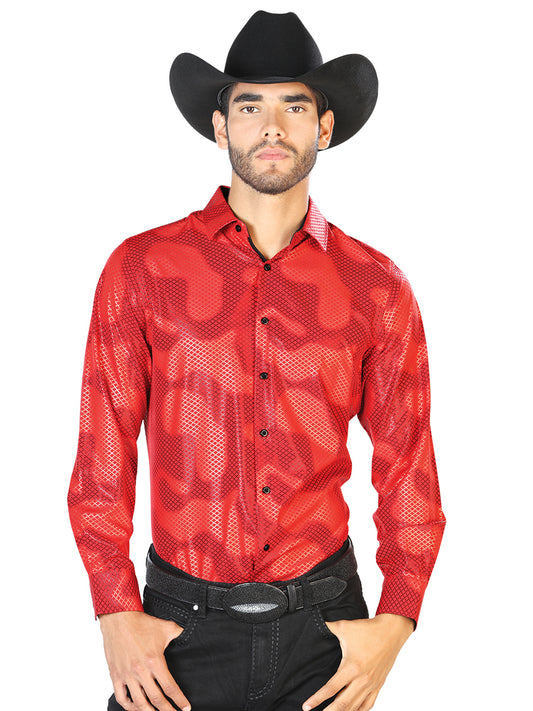 Red Casual Long Sleeve Shirt 43468