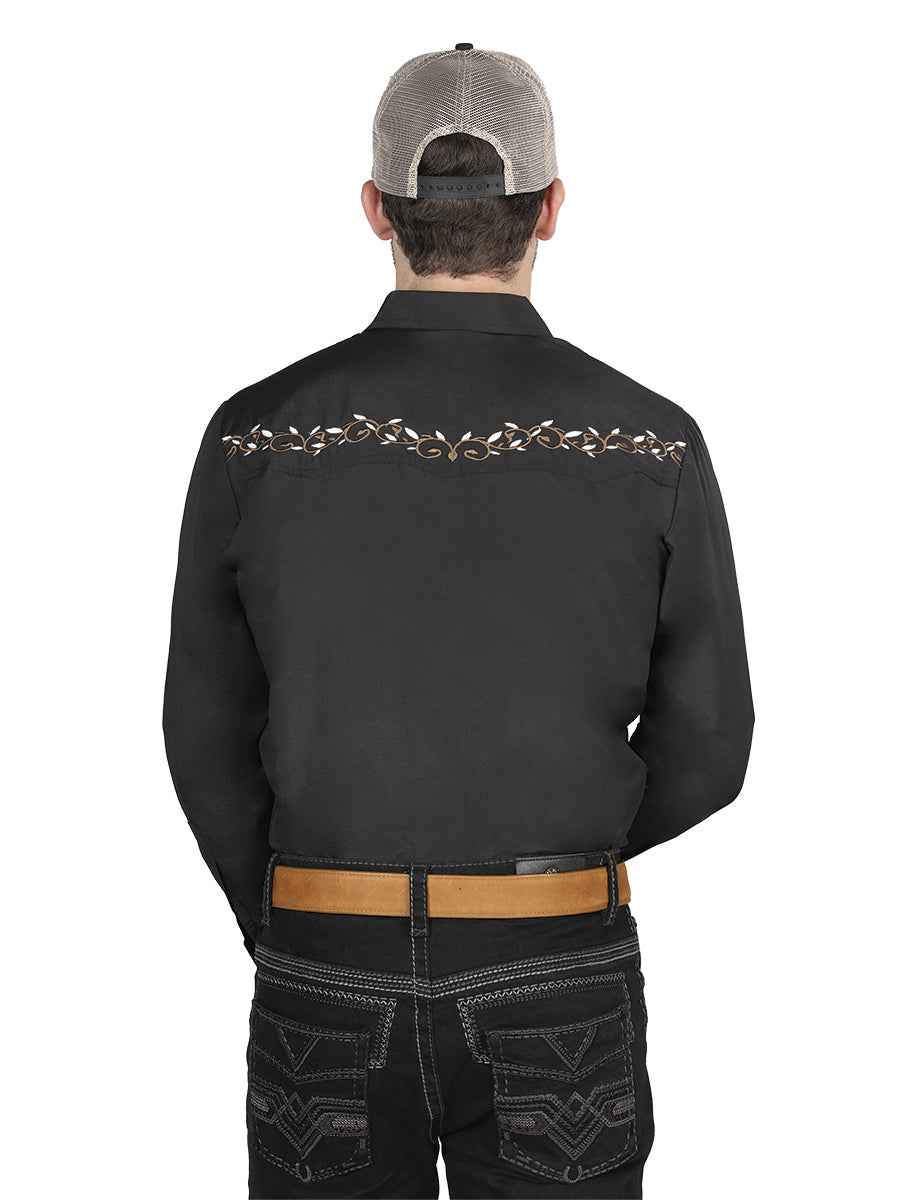 El General Embroidery Western Shirt Black/Gold 44200