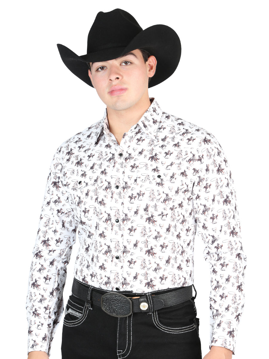 Camisa vaquera El General - Blanca/Multicolor 44327
