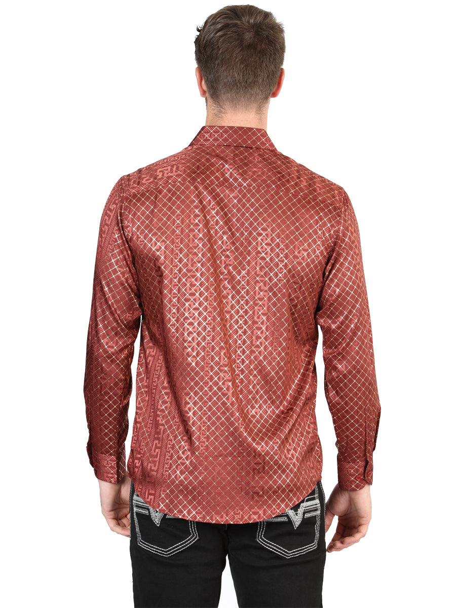 El General Burgundy Casual Long-Sleeve Shirt 44552