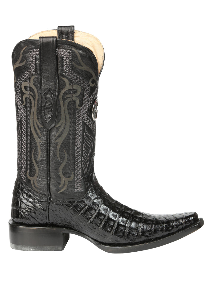 El General Men's Exotic Caiman Belly Cowboy Boots - Black 45078