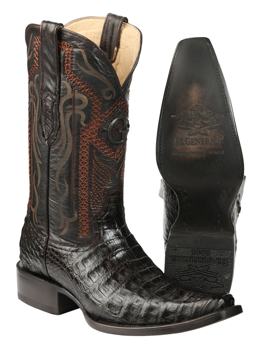 El General Men's Exotic Caiman Belly Cowboy Boots - Brown 45079