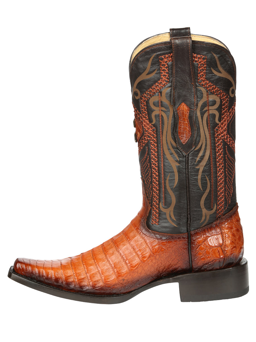 El General Men's Exotic Caiman Belly Cowboy Boots - Cognac 45080