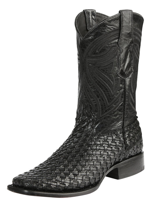 El General Men’s Leather Rodeo Boots Petatillo - Black 45096