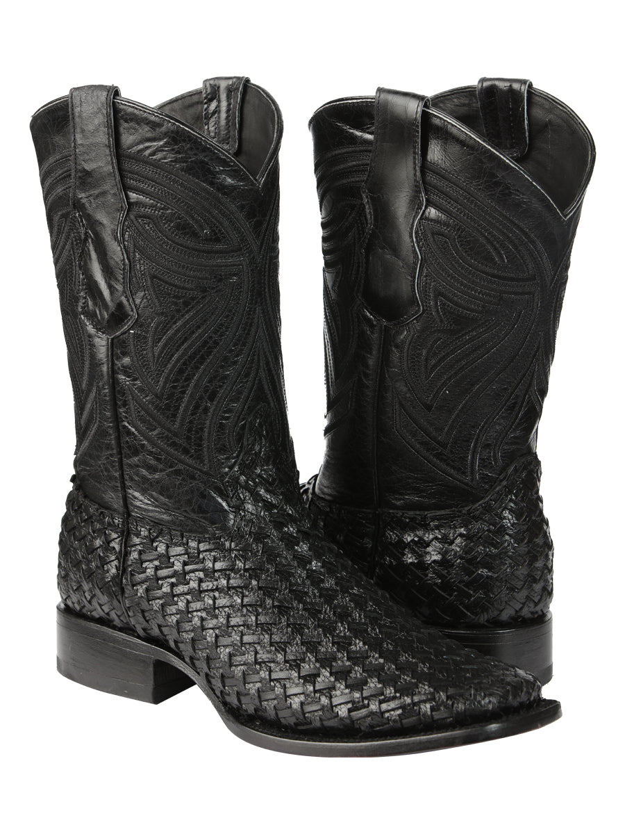 El General Men’s Leather Rodeo Boots Petatillo - Black 45096