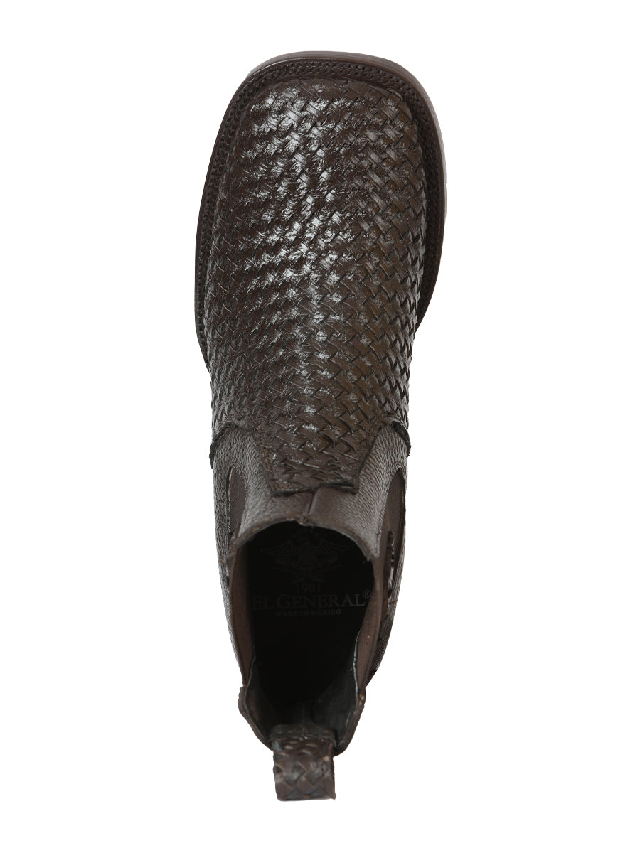 El General Men’s Rodeo Brown Petatillo Woven Ankle Boots 45177