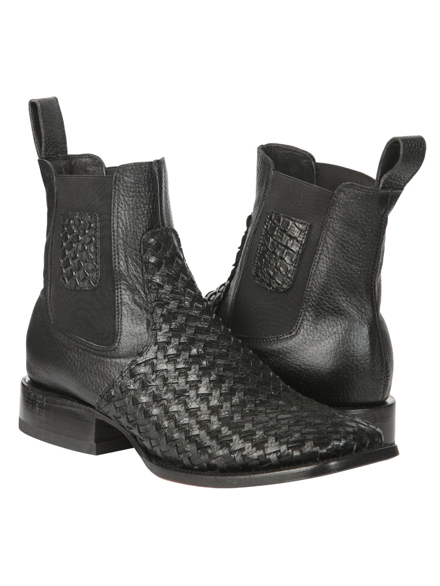 El General Men’s Rodeo Black Petatillo Woven Ankle Boots 45181