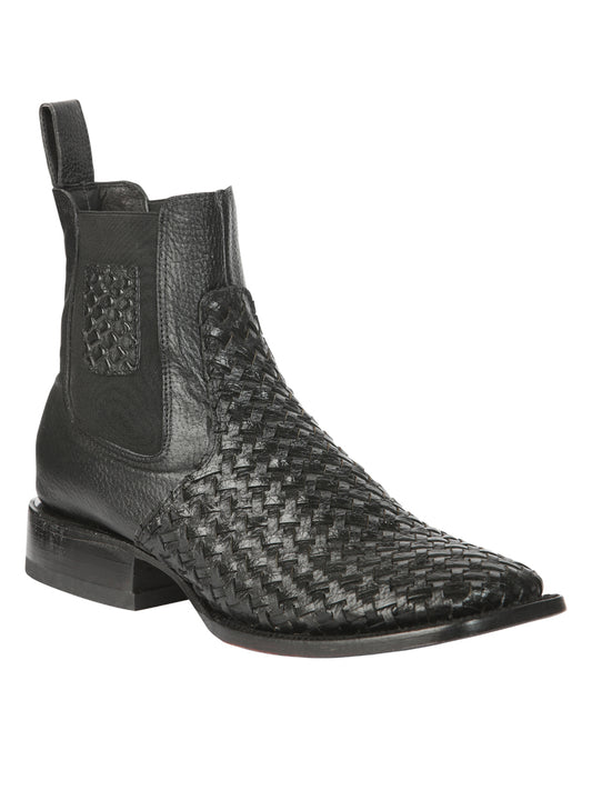 El General Men’s Rodeo Black Petatillo Woven Ankle Boots 45181