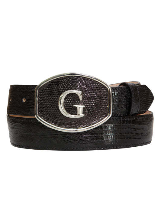 El General Exotic Lizard Leather Cowboy Belt - Black 45299