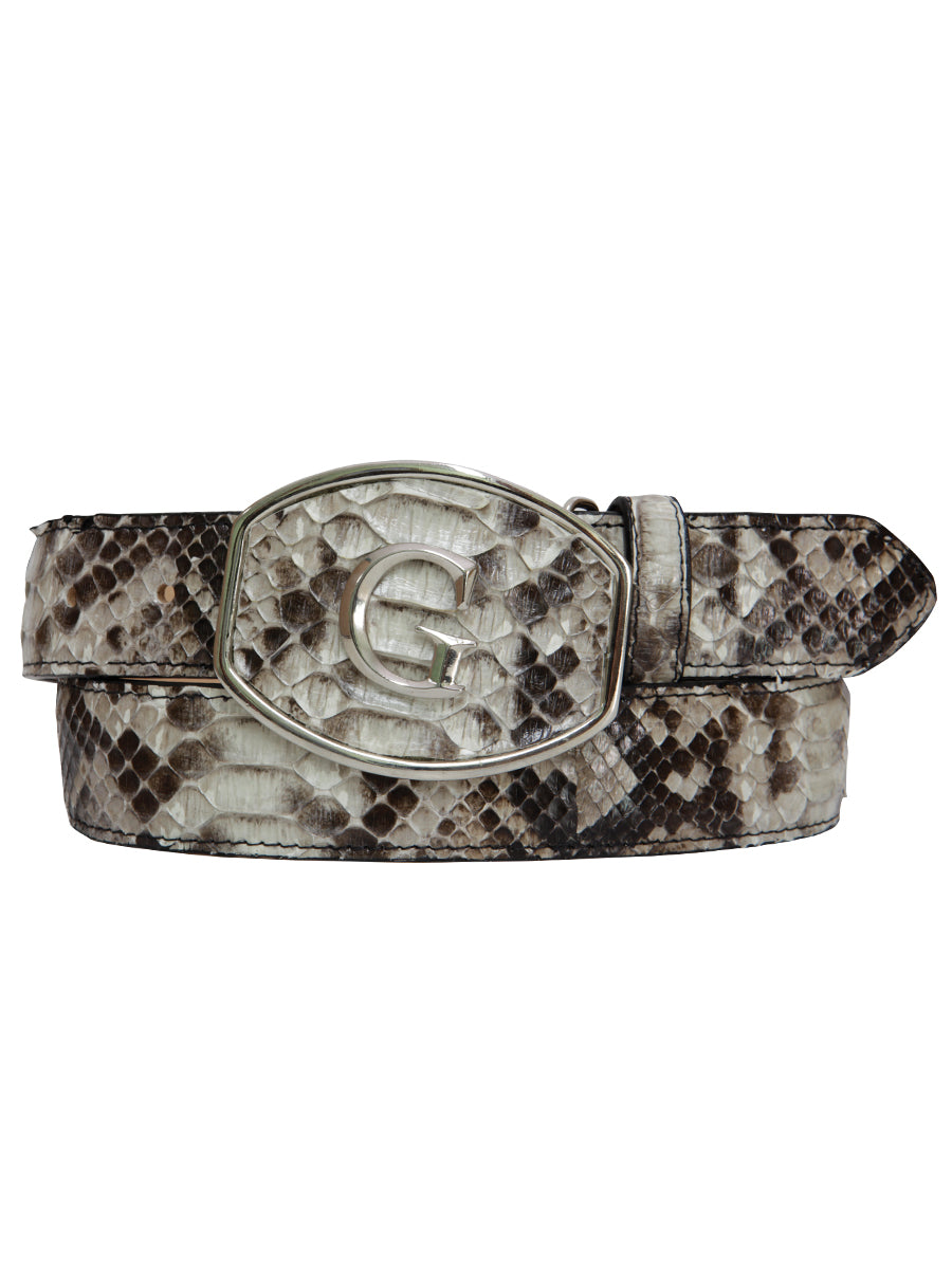 El General Men's Exotic Python Leather Belt - Natural 45305
