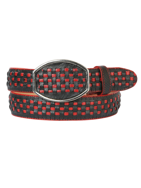 El General Cowboy Belt Petatillo Leather - Black/Red

 45371