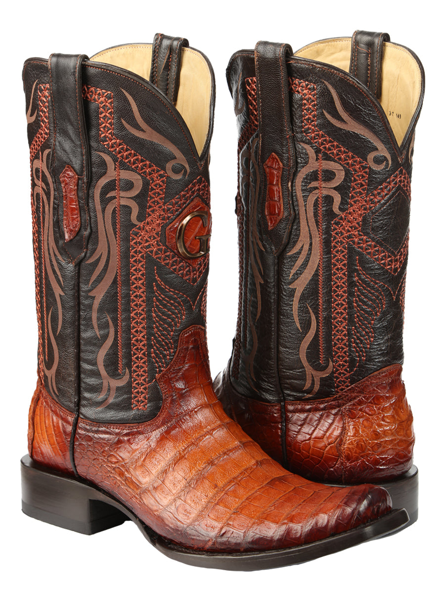 El General Men's Exotic Caiman Belly Cowboy Boots - Cognac 45520