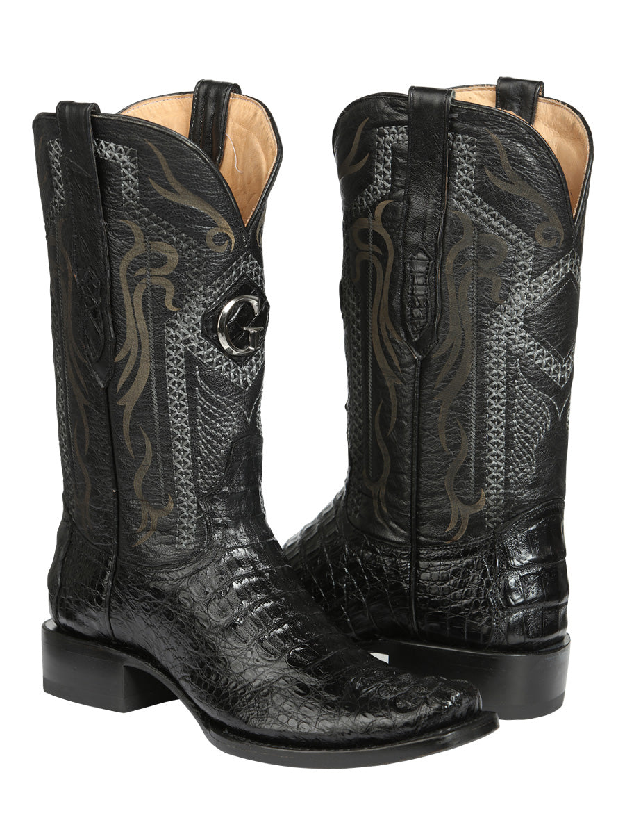 El General Men's Exotic Caiman Nuca Cowboy Boots - Black 45521