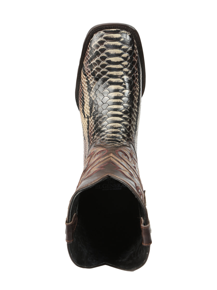 El General Men’s Python Imitation Rodeo Boots - Brown 45528