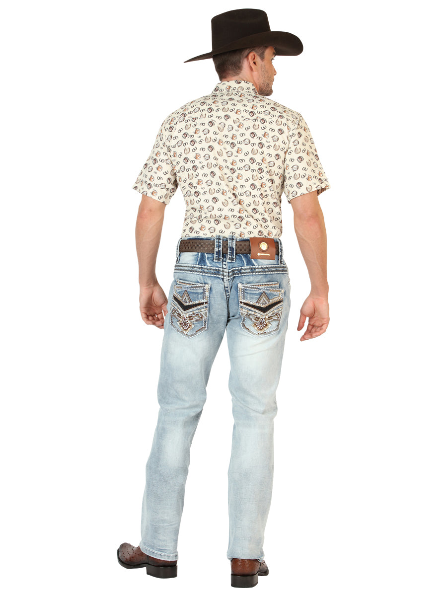 Centenario Men's Premium Denim Boot Cut Pants - Medium Blue 45533