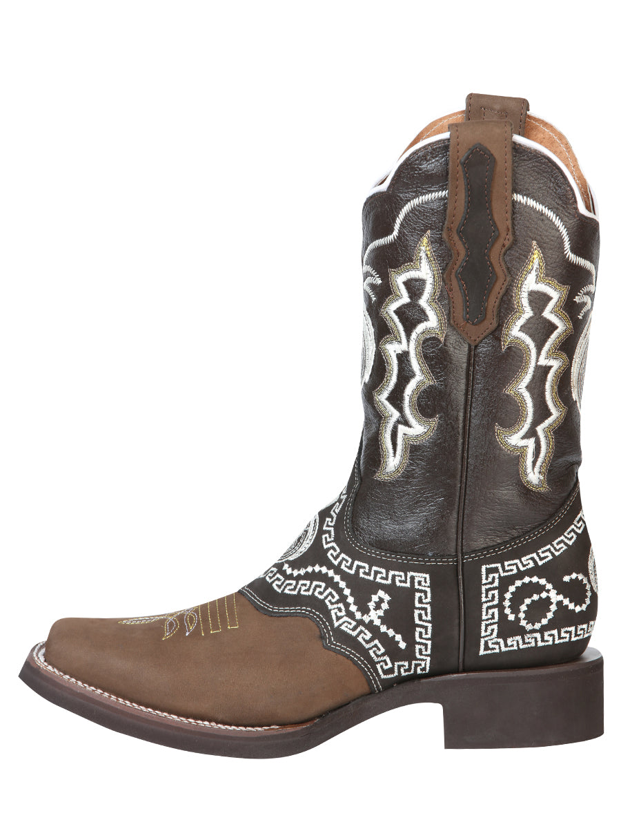 El General Rodeo Boot - Nobuck Dark Brown with Embroidery 51117