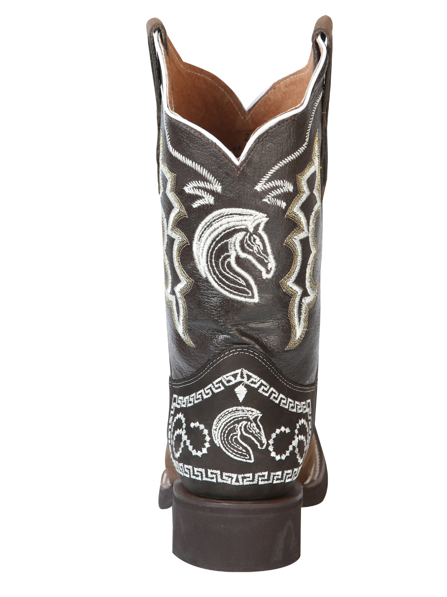 El General Rodeo Boot - Nobuck Dark Brown with Embroidery 51117