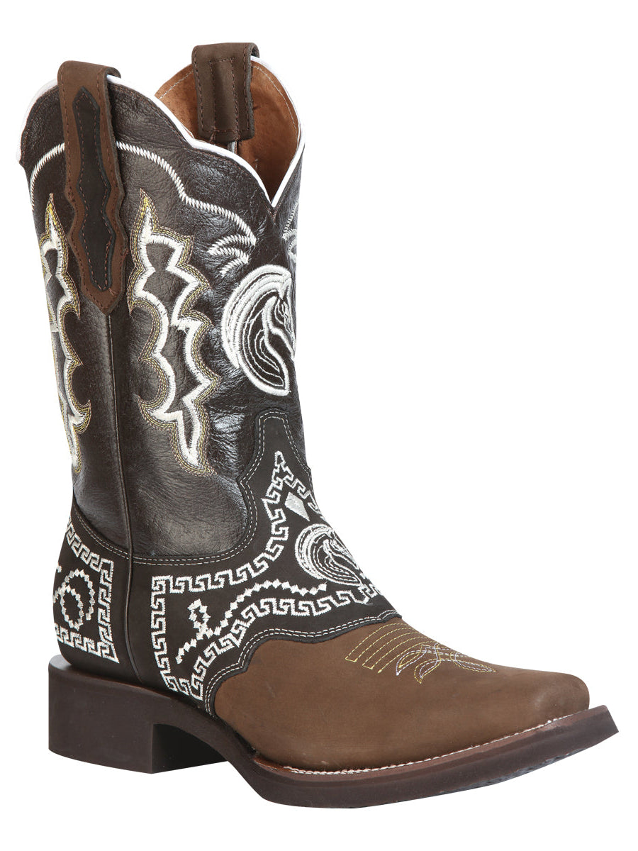 El General Rodeo Boot - Nobuck Dark Brown with Embroidery 51117