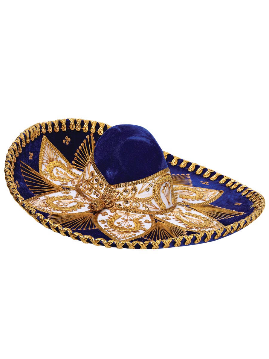 Mexican Charro Hat Velvet Royal Blue/Gold 600214