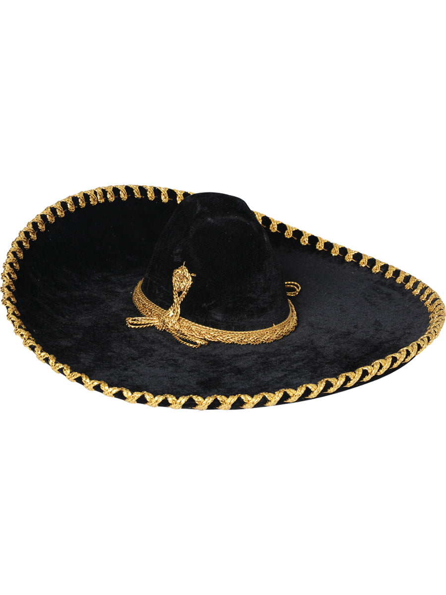 Adult 
Mexicanl Charro Hat Velvet Black/Gold 600601