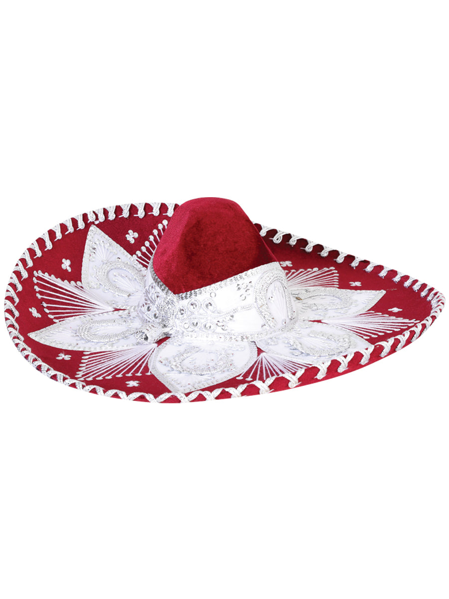 Mexican Charro Hat Velvet Wine/Silver 601774