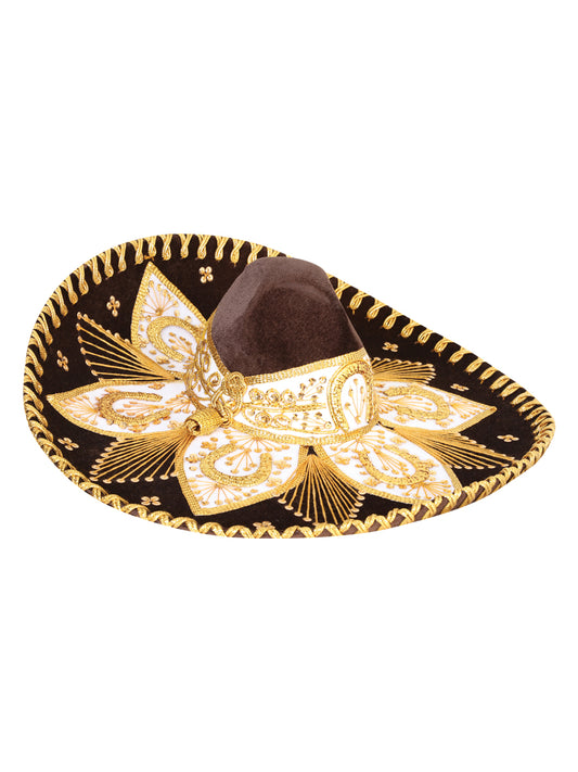 Mexican Charro Hat Velvet Brown/Gold 601777