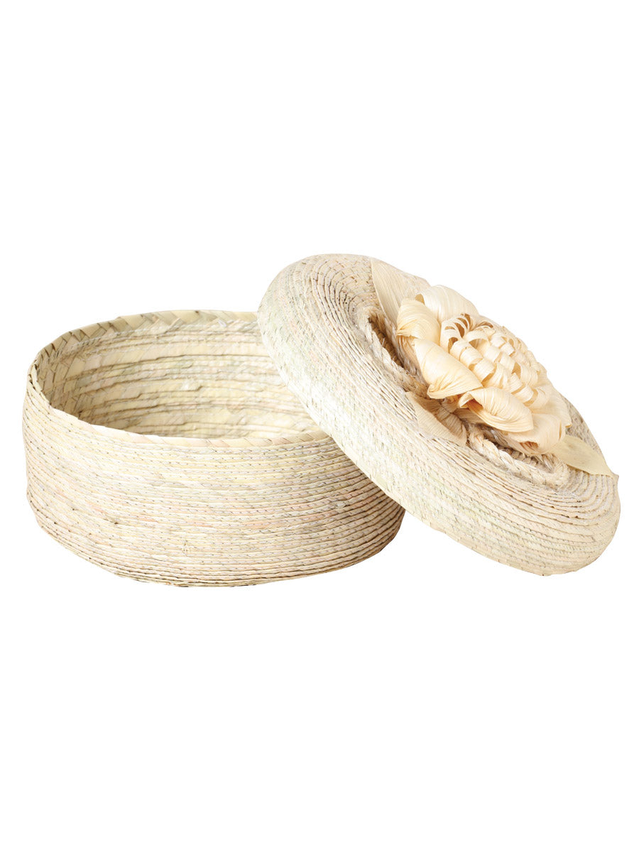 Artisanal Tortilla Warmer 100% Palm Leaf Natural Flower 602136
