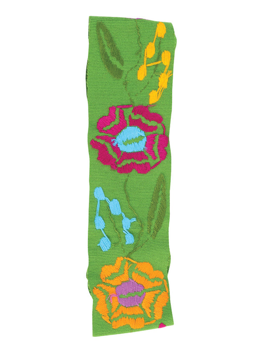 Artisanal Embroidered Belt Floral 100% Acrylic Green 602264