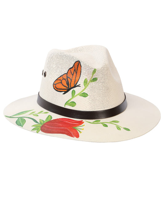 Artisanal Hand Painted Hat 100% Palm Natural 602405