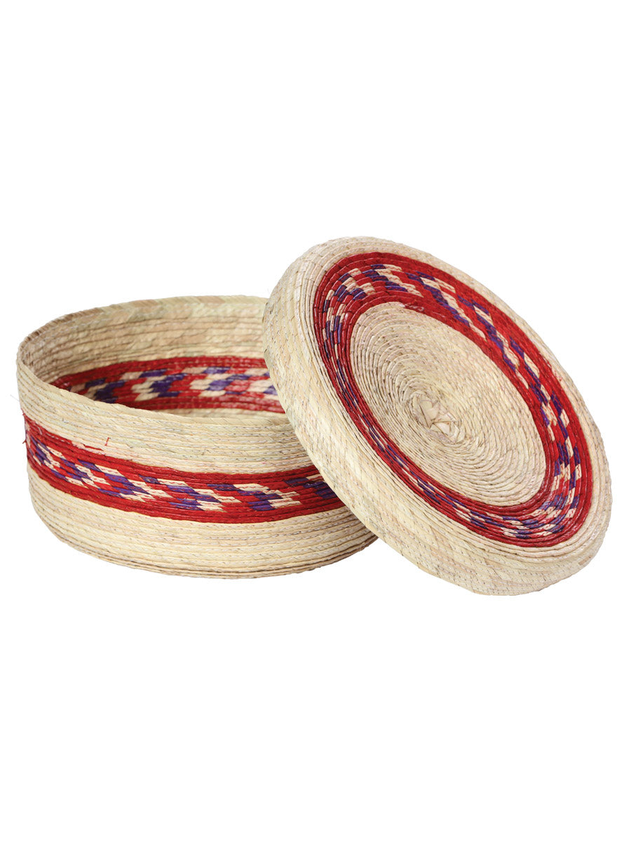 Artisanal Tortilla Warmer 100% Palm Leaf Natural/Red 602932