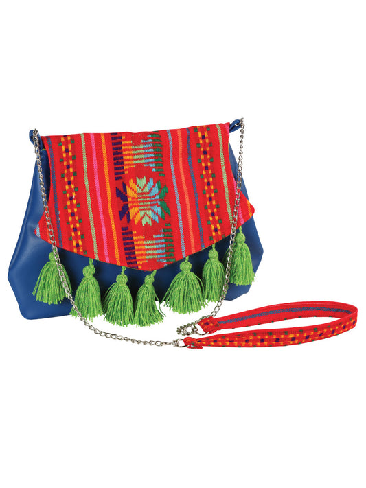 Artisanal Crossbody Handbag 100% Polyester Blue 603022