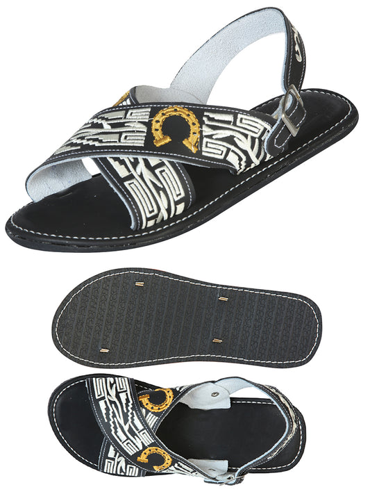 Mexican Artisanal Sandals 50% Leather, 50% Synthetic Black 603788